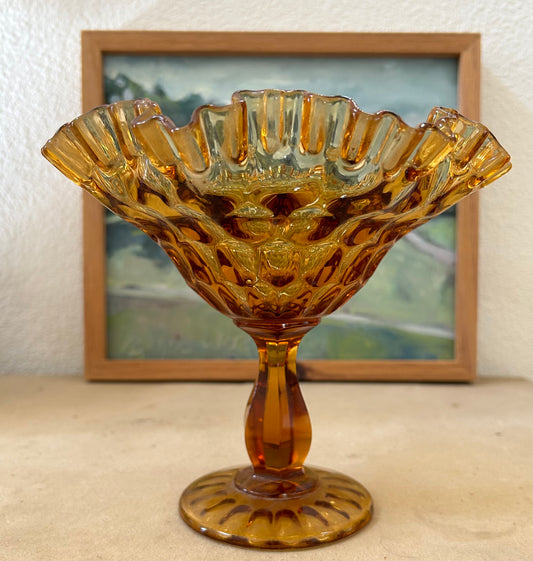 1940s Fenton 7 1/4” Thumbprint Compote