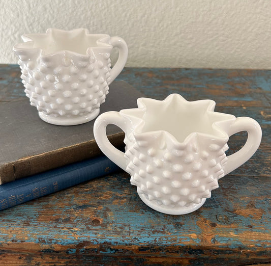 Fenton Hobnail Cream & Sugar