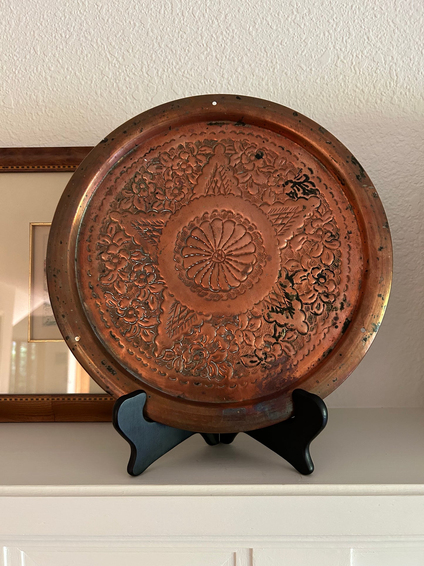 Copper 13” Hand Embossed Platter